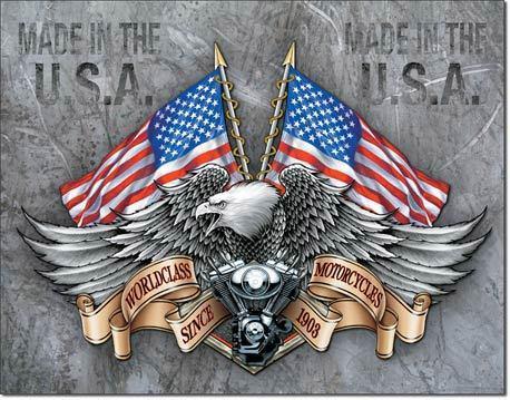 Made in the u.s.a. world class motorcycles since 1903. vintage style metal sign