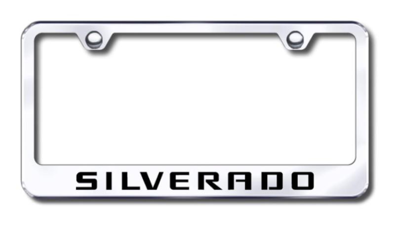 Gm silverado  engraved chrome license plate frame -metal made in usa genuine