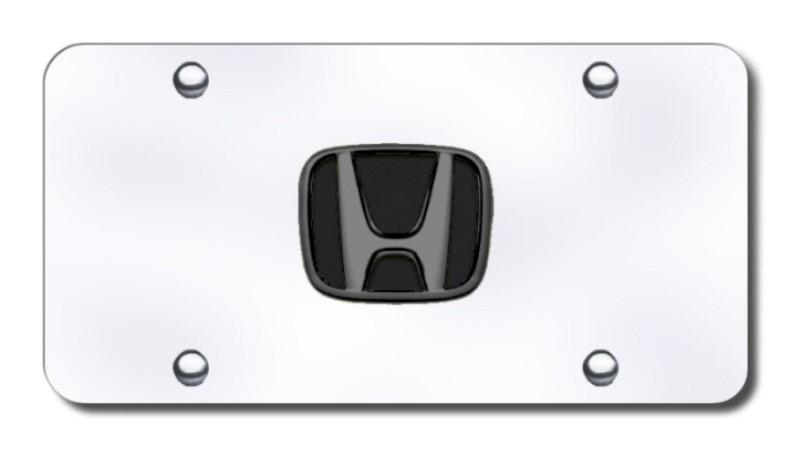 Honda black pearl logo on chrome license plate made in usa genuine