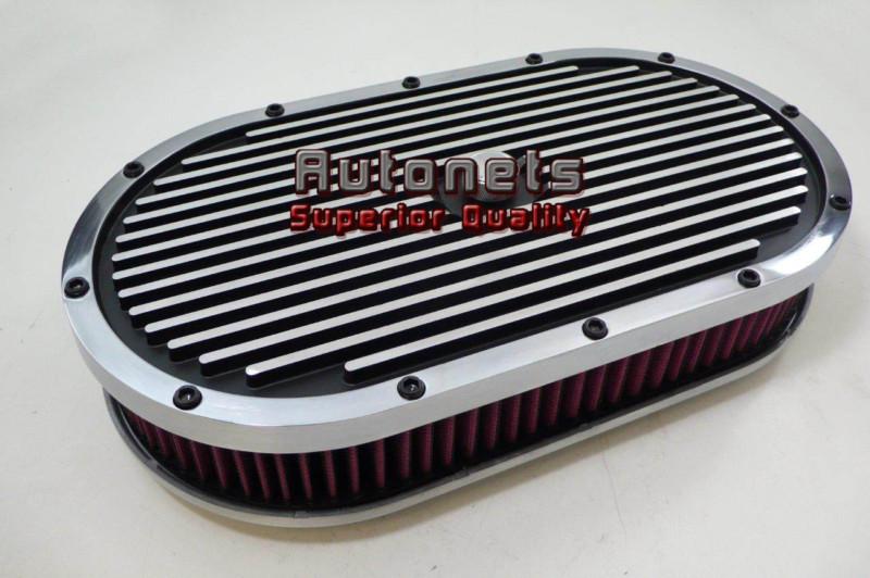 15" elite style aluminum air cleaner black top holley edelbrock washable filter