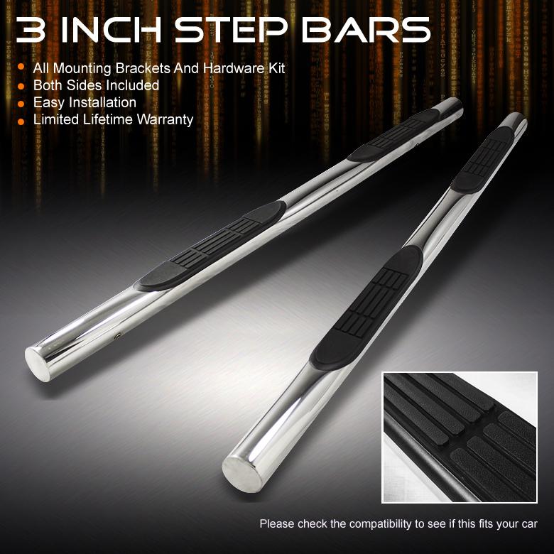 99-03 montero 3" polished stainless steel side step nerf bar running board pair