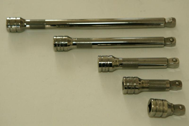 Snap-on 1/2" drive 5 piece wobble extension set 2, 3.5, 5, 8, and 11" 305asxw