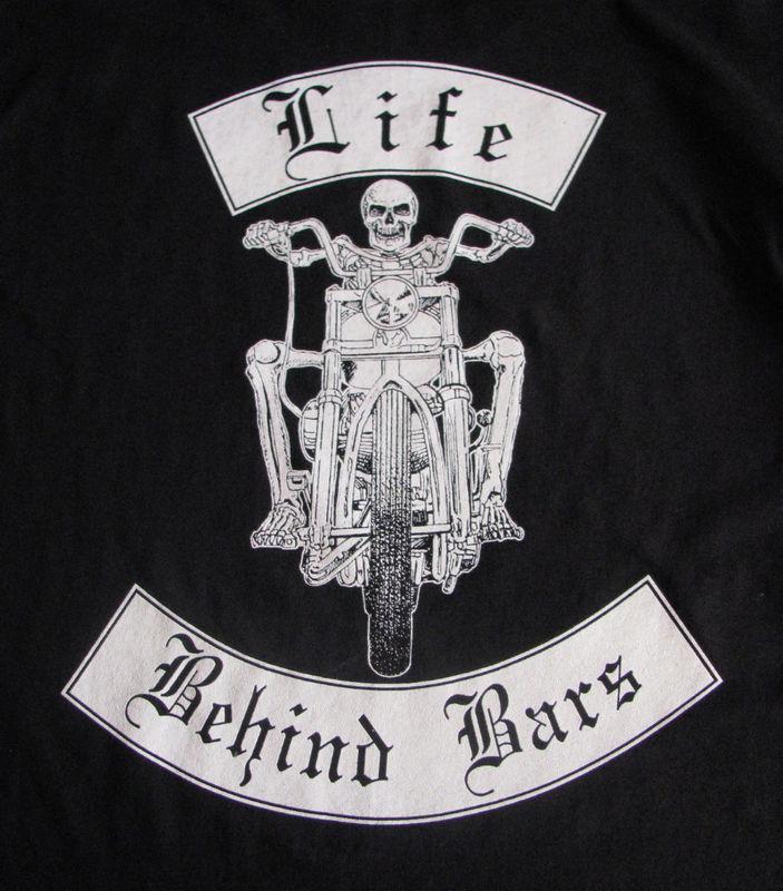 New "life behind bars" rocker skull biker   t-shirt   l ,xl,     xxl
