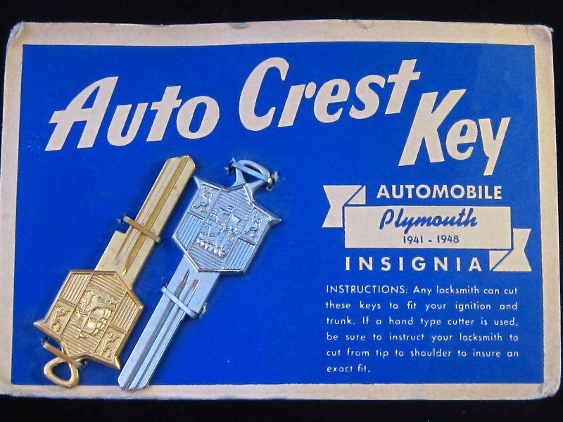 Auto crest plymouth mayflower crest key blank set 1940-1948, 1951 1952 vintage