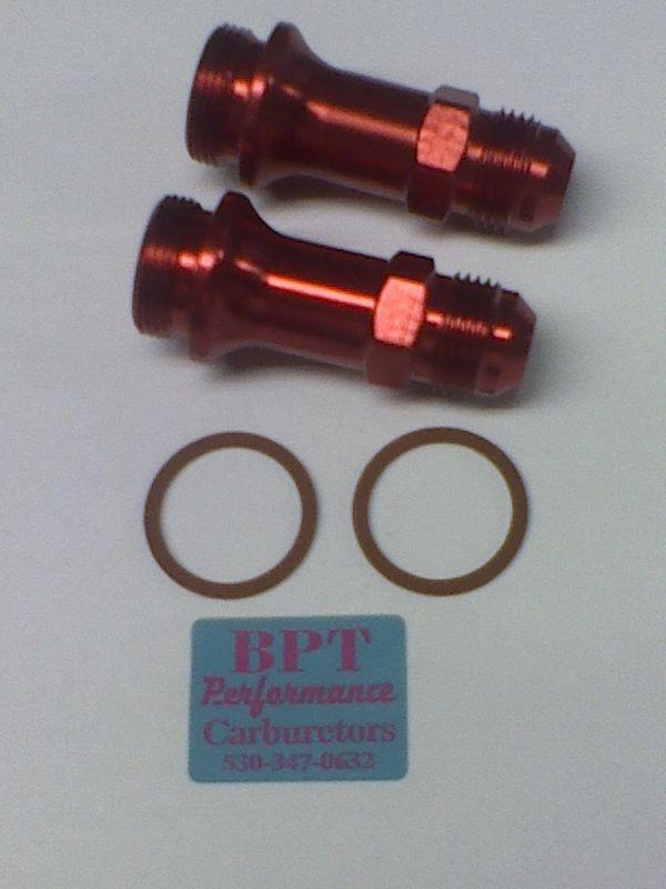 Holley long red high flow 8an inlet fittings, aed qft carbs