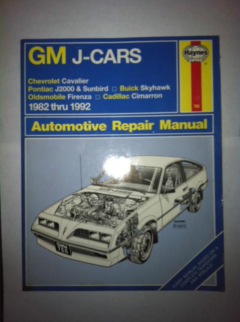 Gm j-cars 1982-1994 skyhawk cavalier sunbird j2000 haynes auto repair manual 756