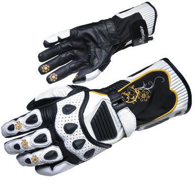 Scorpion fiore-long womens leather gloves white/gold