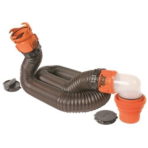 Camco 39761 rhino flex rv 15 foot sewer kit with pre-attached fittings rv parts