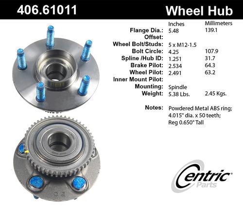 Centric 406.61011e rear wheel hub & bearing
