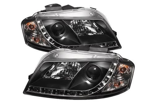 Spyder aa306drl black clear projector headlights head light w leds drl