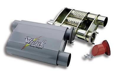 Two (2) flowtech muffler warlock 2 1/2" inlet/dual 2 1/2" outlet steel gray