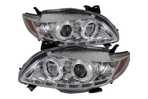 Spyder tc09drlc chrome clear projector headlights head light w leds 2 pcs 1 pair