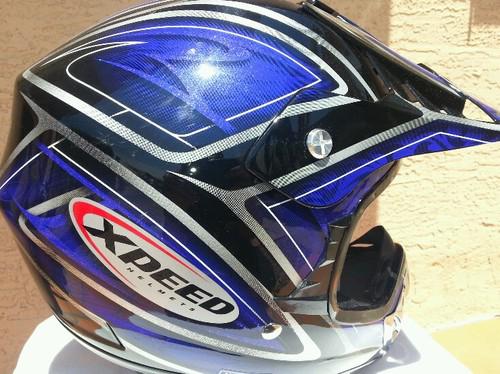 Xpeed xf-904 youth medium blade black blue off-road motorcycle helmet 
