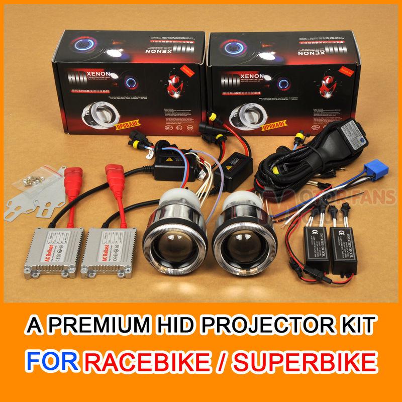 2x 3.0" motorcycle bike hid bi-xenon headlight projectors lens kit ballasts ac