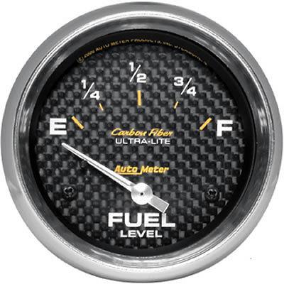 Autometer carbon fiber ultra-lite electrical fuel level gauge 2 5/8" dia 4816