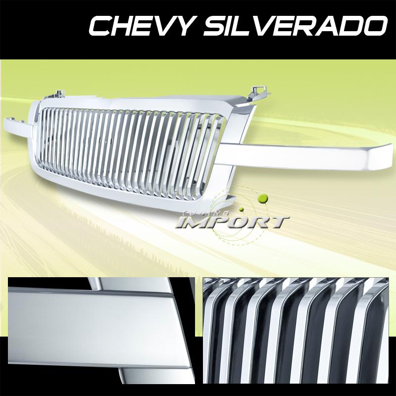 2003-2004 chevy silverado 1500/2500/3500 chrome vertical style front grille new