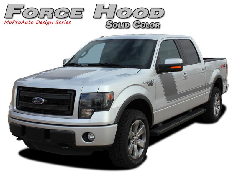 Ford f-150 2014 force hood solid color decals stripes / 3m vinyl graphics - k12