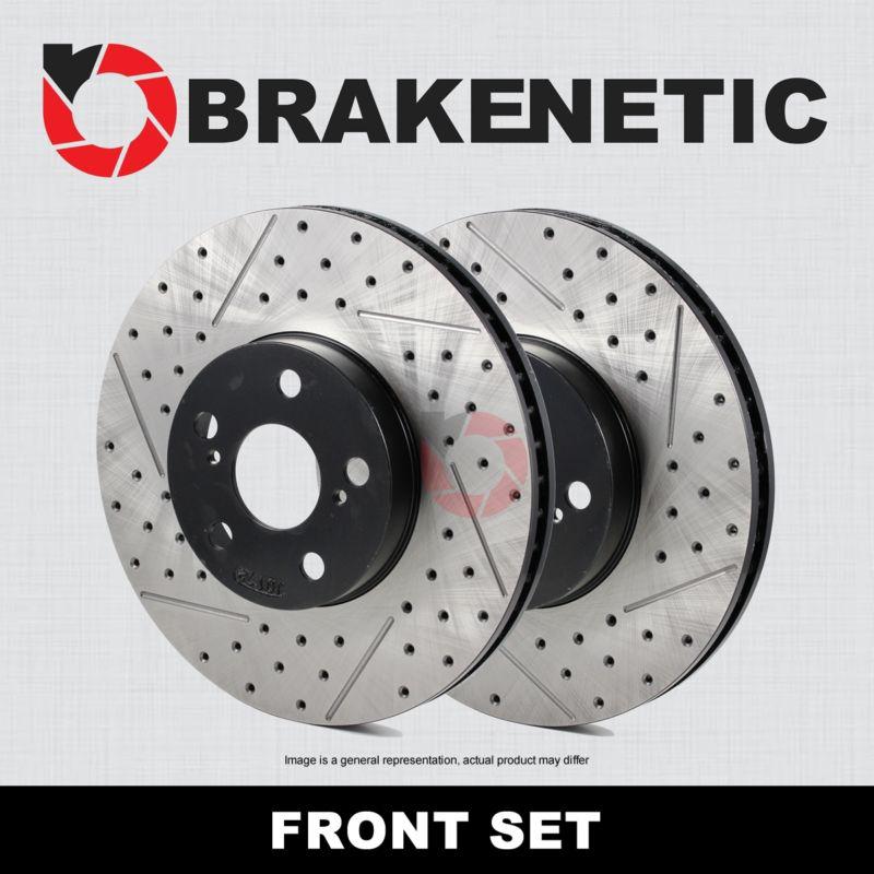 [front set] premium drilled slotted brake rotors bnp58003.ds (w/brembo)