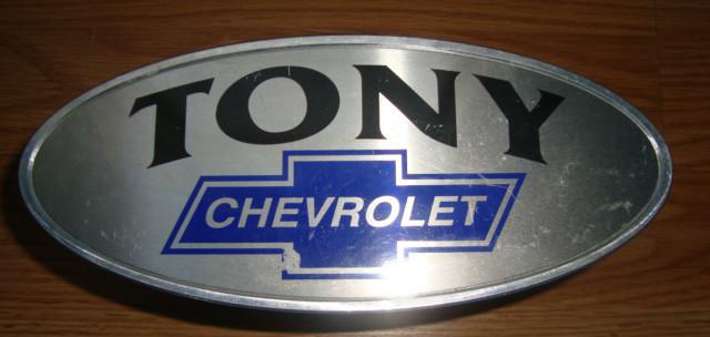 Hitch cover chrome for chevrolet truck with "tony" lego on it 