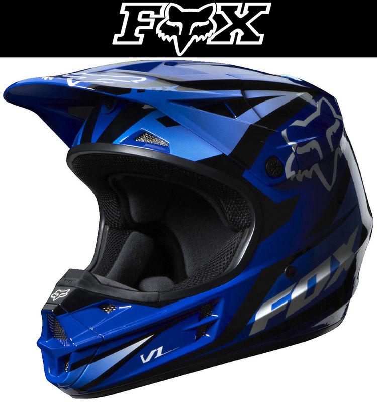 Fox racing v1 race blue black dirt bike helmet motocross mx atv 2014