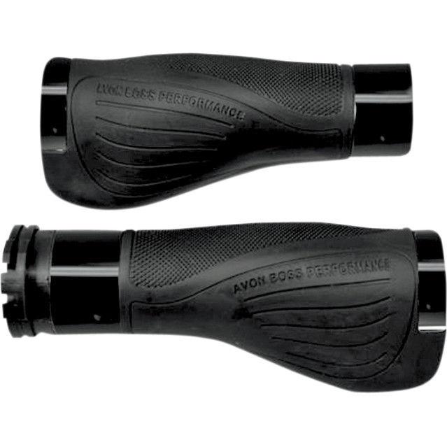 Avon black rubber boss performance hand grips for 1982-2013 harley softail dyna