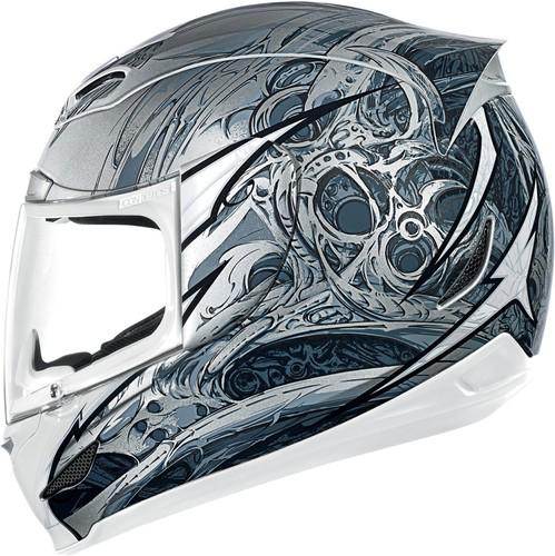 Icon airmada sportbike sb1 helmet silver x-small xs new