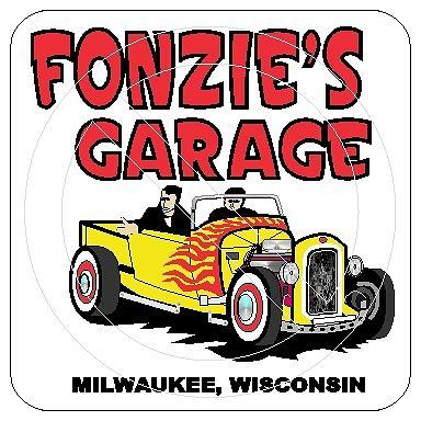 Fonzie's garage milwaukee, wisconsin - nostalgic and vintage decal / sticker 