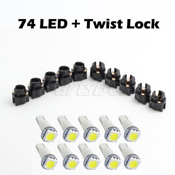 10x t5 twist socket pc74 instrument panel cluster white dash light bulb 73 74