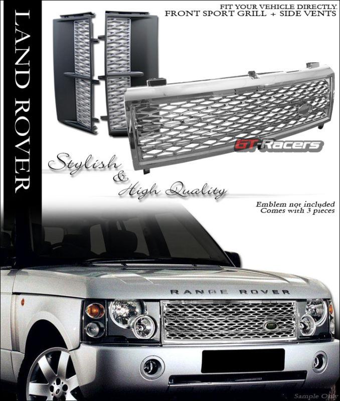 Chrome mesh front hood grill grille abs+grey side fender 2003-2005 range rover
