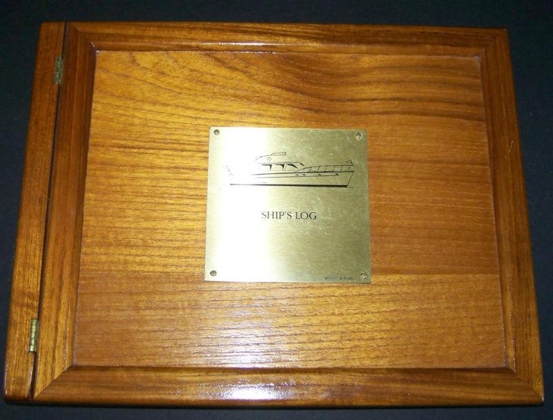 Weems & plath teak wood ship's log book cover boat powerboat plate engraveable 
