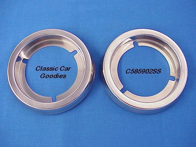 1958 1959 chevy truck tail light bezels (2) new polished ss
