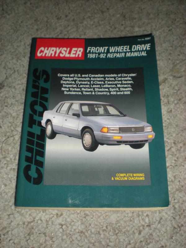 Chilton's chrysler front wheel drive 1981-1992 no. 8267 best price ship free