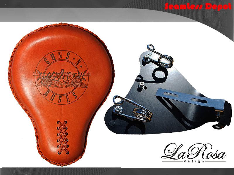 Larosa leather gun & roses solo seat + harley sportster xl spring mounting kit