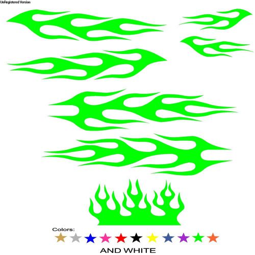 Green flame decal kit tuner pro street custom graphics design mustang ford dodge