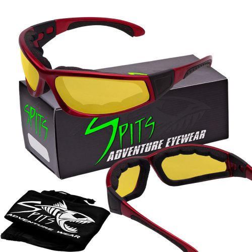 Spits headwind foam padded safety glasses - red frame - yellow lenses