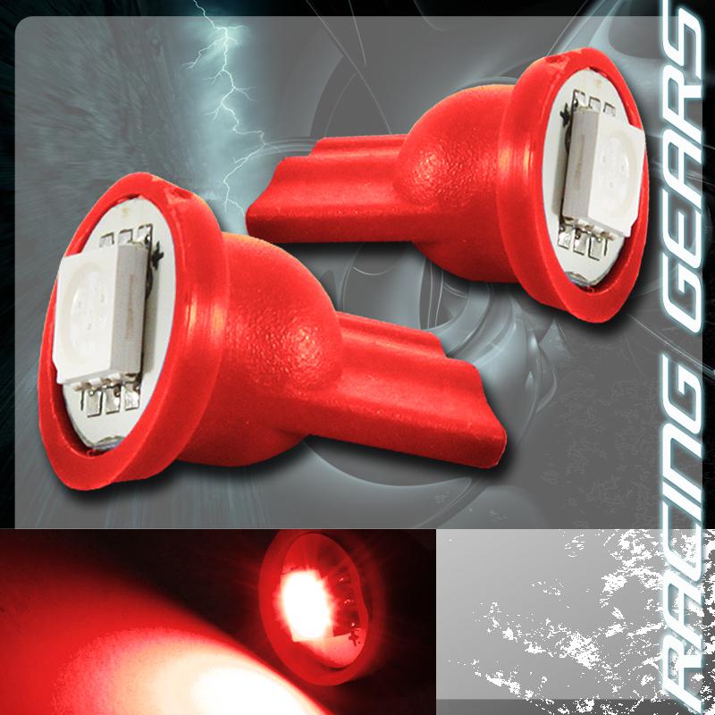 2x red smd led t10 12v wedge interior instrument panel gauge license light bulbs