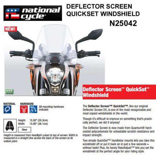 Harley xl1200c sportster custom 96-10 n.c. deflector quickset windshield n25042