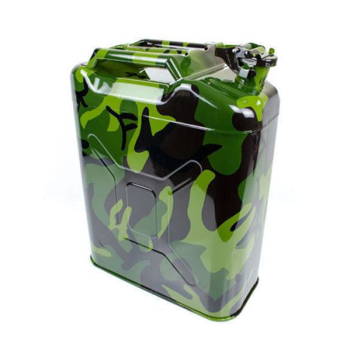 Camouflage green jerry can 5 gallon racing steel fuel gas tank container w spout