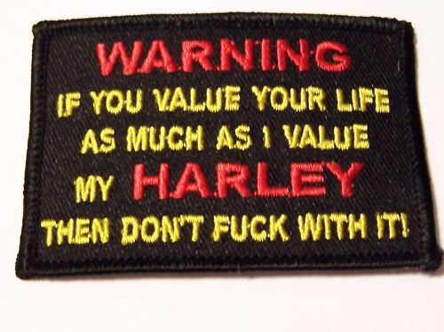 #0650 motorcycle vest patch warning if you value your