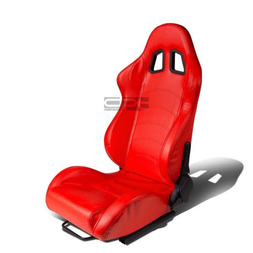 Red pvc leather reclinable sports racing seats+universal slider driver left side