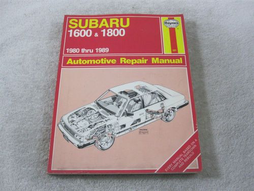 Haynes subaru 1600 cc and 1800 cc models 1980 thru 1989 repair manual # 681