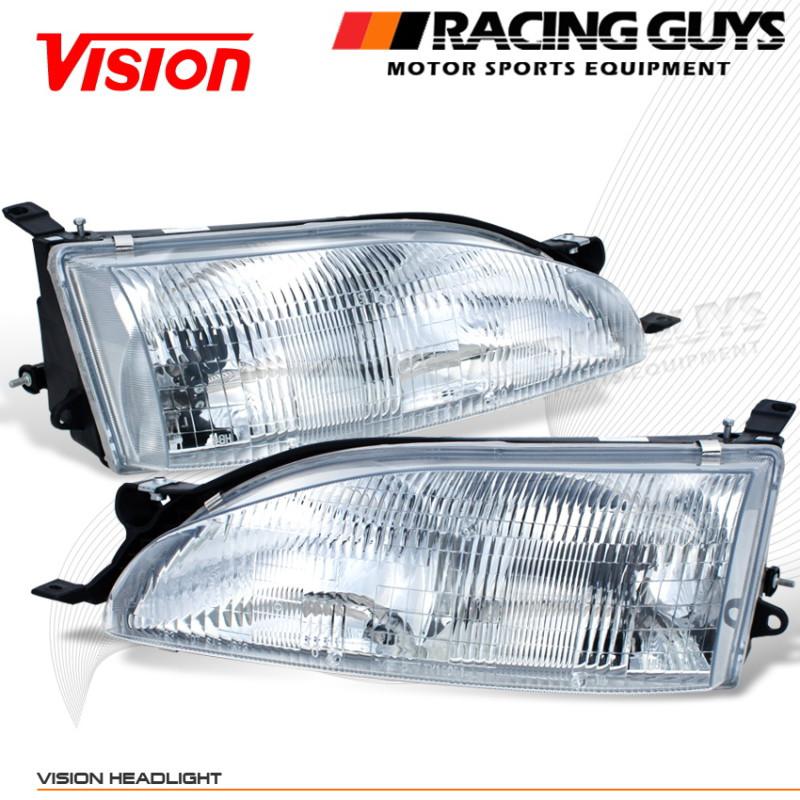 Driver+passenger euro style look head lights lamp pair vision assembly chrome