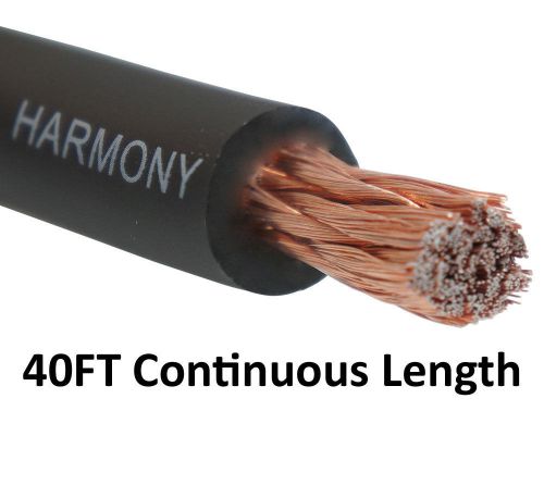 Harmony audio 1/0 0 gauge car stereo matte black power cable amp wire - 40 ft