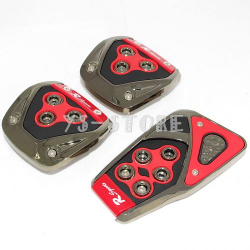 Universal red black manual brake gas clutch racing pedal pads cover for cars new