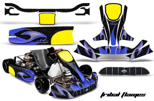 Amr racing graphics kg unico racing kart sticker decal kit wrap tribal blue