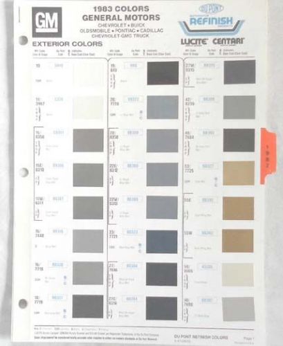 1983 buick chevrolet oldsmobile pontiac r-m dupont ppg  color paint chip charts