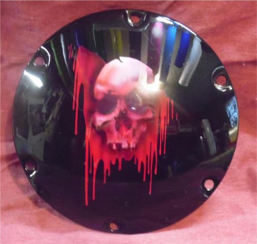 Bloody skull airbrushed 6 hole derby cover 4 harley davidson sportster 2004 &amp; up