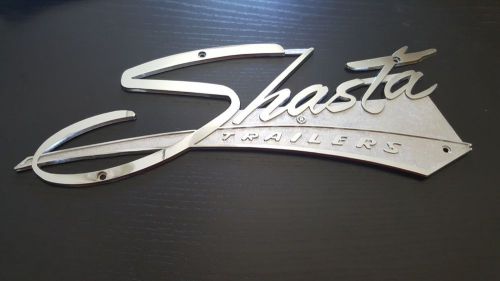 -original vintage shasta trailer badge / emblem chrome, new old stock.-
