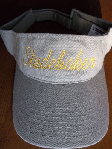 Tan adjustable cotton visor with yellow embroidered studebaker - new !