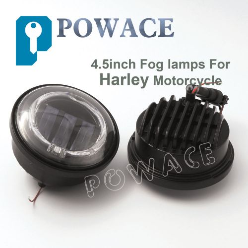 2pcs blk 4.5&#034; led fog lights drl with angel eyes for harley davidson motorcycle